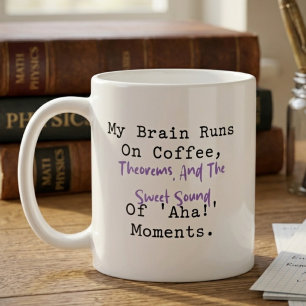 Gehirn läuft mit Kaffee-Theoreme Aha-Momente Kaffeetasse