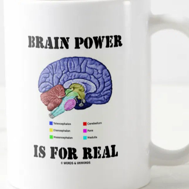 Gehirn-Power ist für wirkliches Kaffeetasse (Do a double-take on brain power with anatomical attitude with this truism saying mug!)