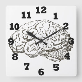 Gehirn Quadratische Wanduhr