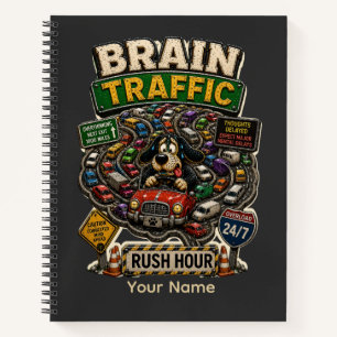 Gehirn Verkehr Rush Hour Personalisiertes Lustiges Notizbuch