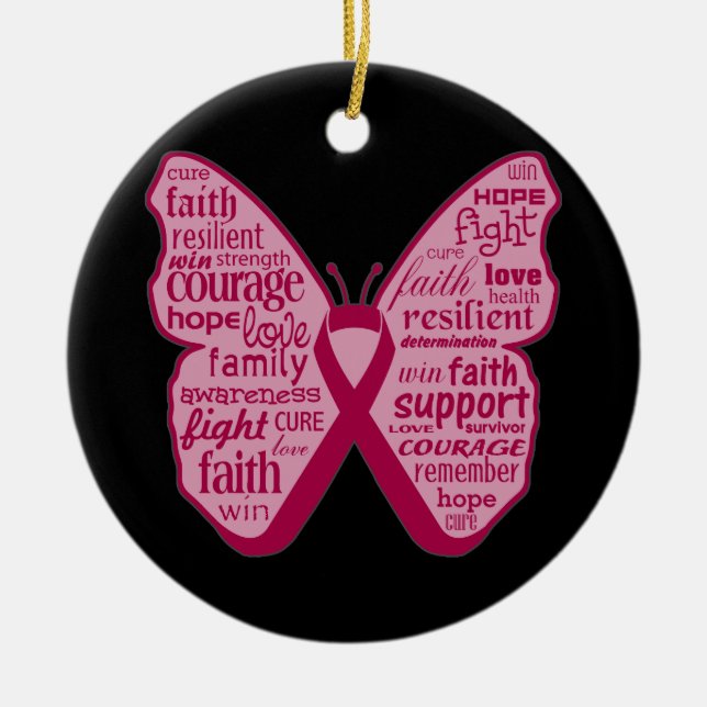 Gehirnaneurysm-Awareness Butterfly Ribbon Keramikornament (Vorne)
