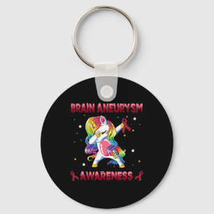 Gehirnaneurysm-Awareness Unicorn Dabbing Burgund Schlüsselanhänger