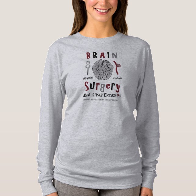 Gehirnaneurysm-Gehirn-Operations-Shirt im Grau T-Shirt (Vorderseite)