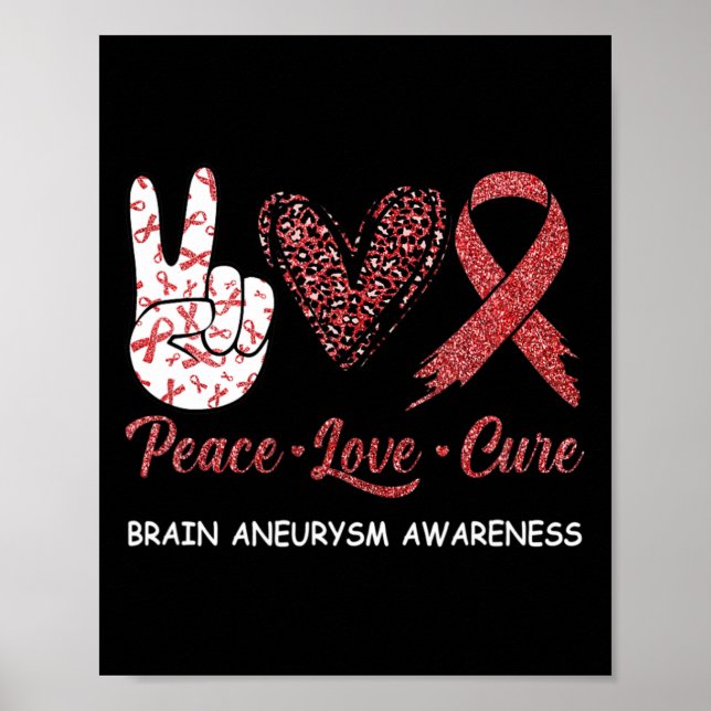 Gehirnaneurysma Awareness Peace Liebe Cure Leopard Poster (Vorne)