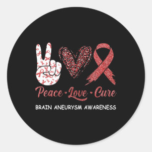 Gehirnaneurysma Awareness Peace Liebe Cure Leopard Runder Aufkleber