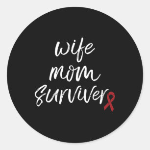 Gehirnaneurysma Bewusstsein Burgund Ribbon Ehefrau Runder Aufkleber