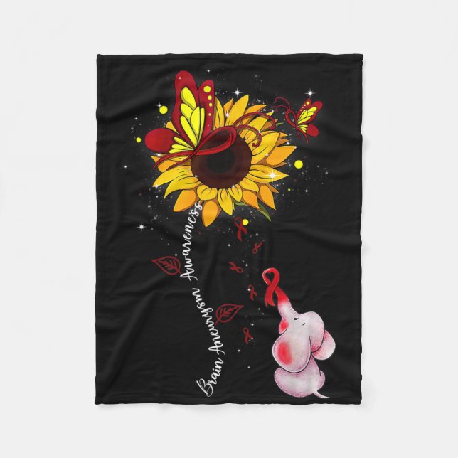 Gehirnaneurysma Bewusstsein Sonnenblumen Elefanten Fleecedecke (Vorderseite)