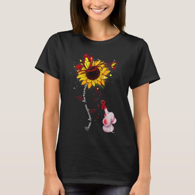 Gehirnaneurysma Bewusstsein Sonnenblumen Elefanten T-Shirt (Vorderseite)
