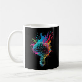 Gehirndesign mit farbenfroher Bulb-Explosion Kaffeetasse