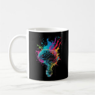 Gehirndesign mit farbenfroher Bulb-Explosion Kaffeetasse