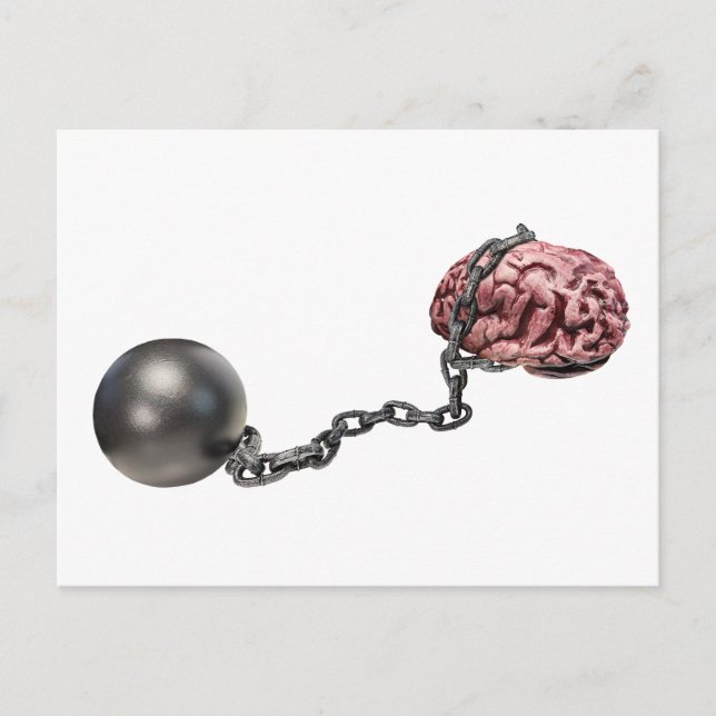 Gehirne mit Ball und Kette Postkarte (Vorderseite)
