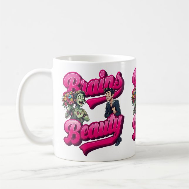 Gehirne & Schönheit - Design des Zombie-Spaßes Kaffeetasse (Links)