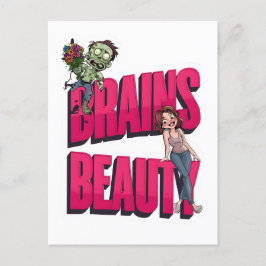 Gehirne & Schönheit - Design des Zombie-Spaßes Postkarte