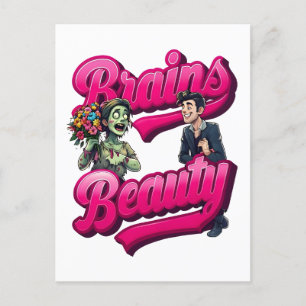 Gehirne & Schönheit - Design des Zombie-Spaßes Postkarte