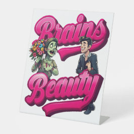 Gehirne & Schönheit - Design des Zombie-Spaßes Sockelschild
