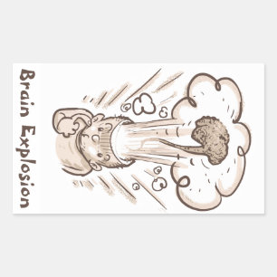 Gehirnexplosion lustiger Cartoon Rechteckiger Aufkleber