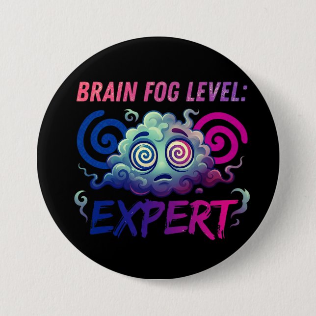 Gehirnnebel-Level: Experte – Perimenopause-Humor Button (Vorderseite)