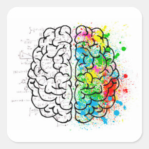Gehirnpsychologie Quadratischer Aufkleber