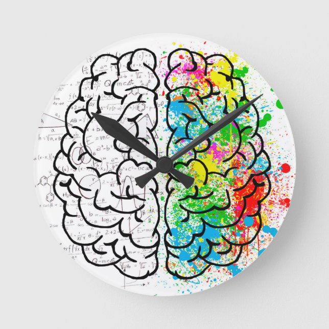 Gehirnpsychologie Runde Wanduhr (Vorderseite)