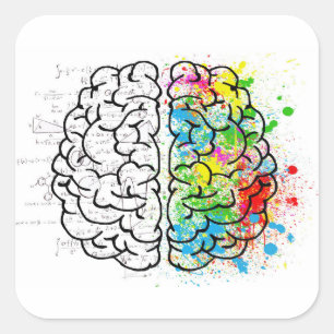 Gehirnpsychologie zeichne quadratischer aufkleber