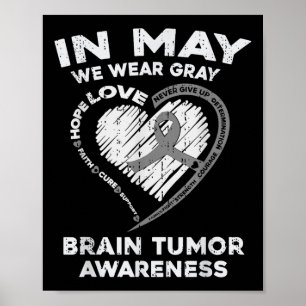 Gehirntumorbewusstsein Gehirntumor Gray Ribbon Män Poster
