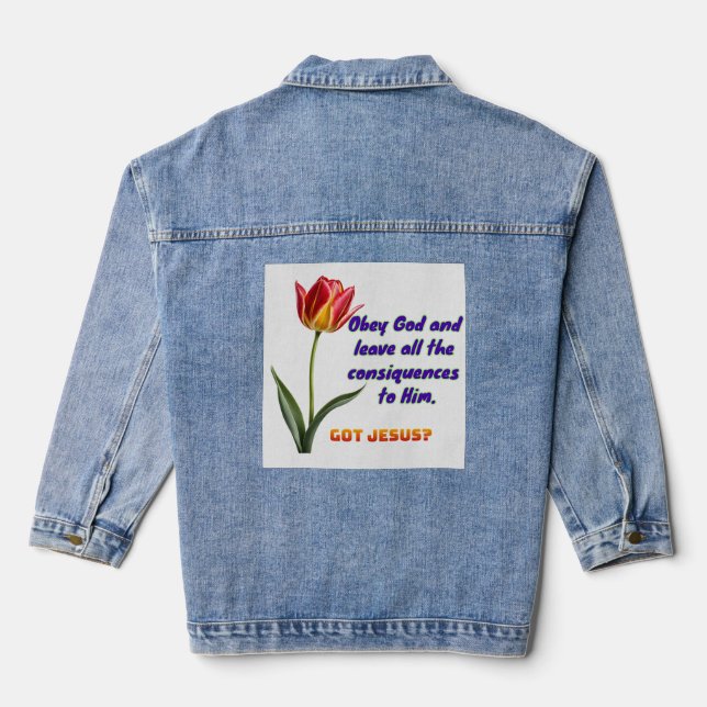 Gehorche Gott Denim Jacke (Rückseite)