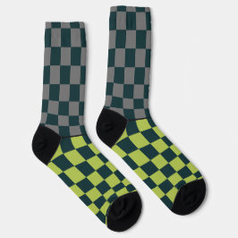 Gehörlos Wilder Karo grün auf dunkelgrün Socken