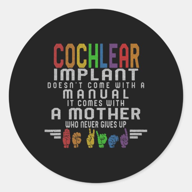 Gehörlose Bewusstsein Mutter Cochlear Implant ASL Runder Aufkleber (Vorderseite)