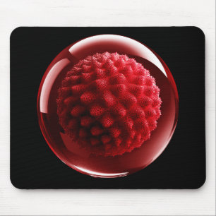 Gehörnter roter Sporn in Glaskugel Mousepad