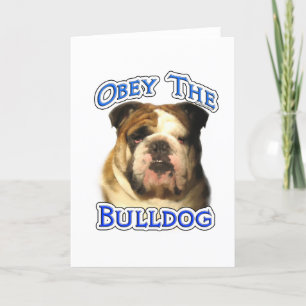 Gehorsam mit dem Bulldog Feiertagskarte