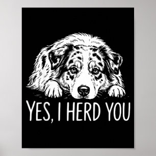 Gehörte Line Art Australian Shepherd Hunde Liebhab Poster