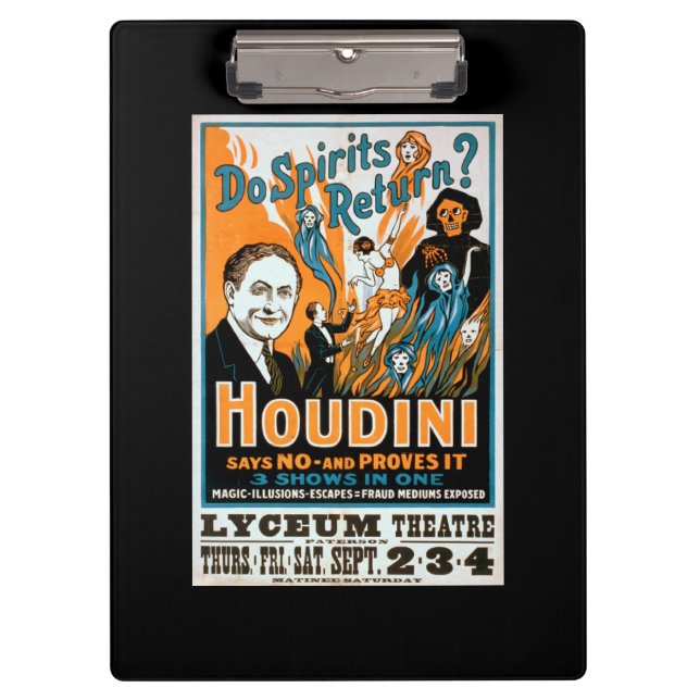 Geht Geist zurück? Houdini sagt, dass NO- ihn Klemmbrett (Vorderseite)