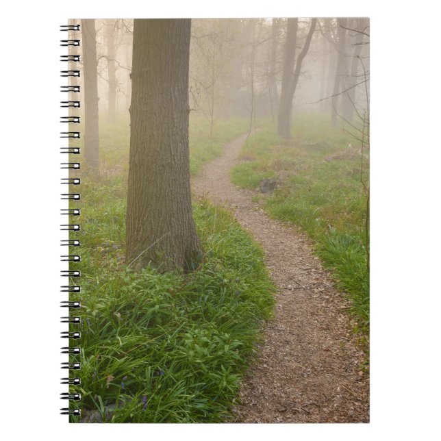 Gehweg, der in ein Waldnotizbuch führt Notizblock (Vorderseite)