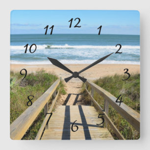 Gehweg zum Strand Quadratische Wanduhr