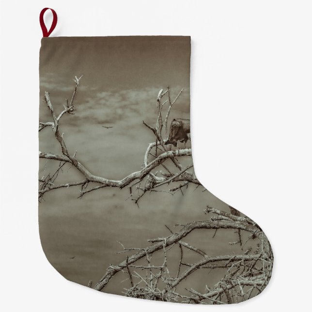 Geier an der Spitze Leaveless Baums Großer Weihnachtsstrumpf (Vorderseite)