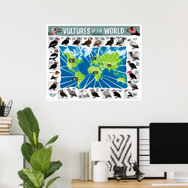 Geier der Weltkarte Poster (Heimbüro)