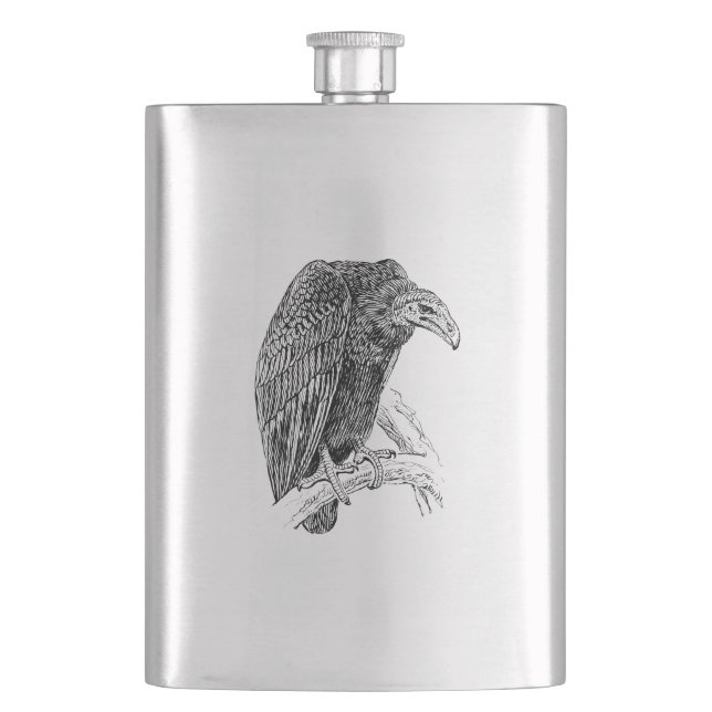 Geier-Vogel-realistische Skizze Flachmann (Vorderseite)
