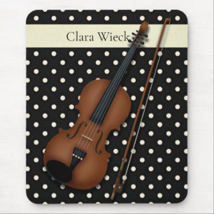 Geige auf Elfenbein und schwarzen Polka Dots Custo Mousepad