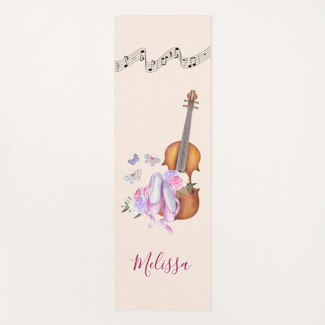 Geige, Ballettschuhe, Blume und Schmetterlinge Yogamatte (Vorderseite)