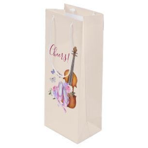 Geige, Ballettschuhe und Schmetterlinge jubeln! Geschenktüte Für Weinflaschen