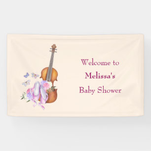 Geige, Ballettschuhe und Schmetterlinge Kinderdusc Banner