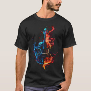 Geige Flammen Musikinstrument Violine Violinist T-Shirt