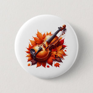 Geige im Bett aus Blättern Button