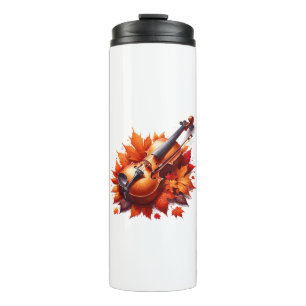 Geige im Blätter Thermosbecher