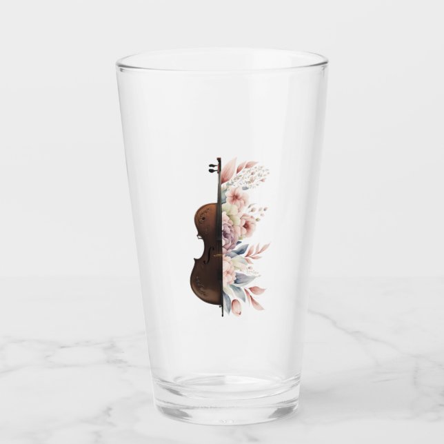 Geige mit Blume. Glas (Vorderseite)