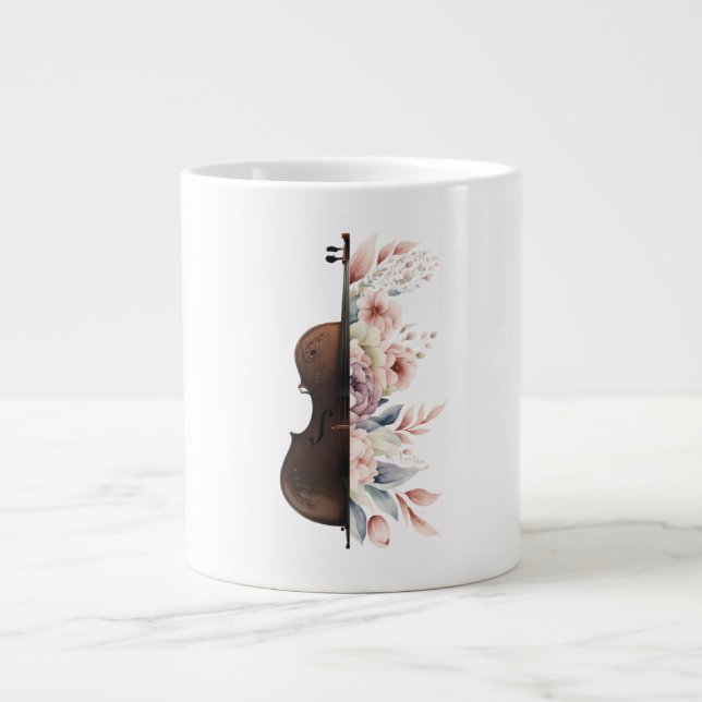 Geige mit Blume. Jumbo-Tasse (Vorderseite)