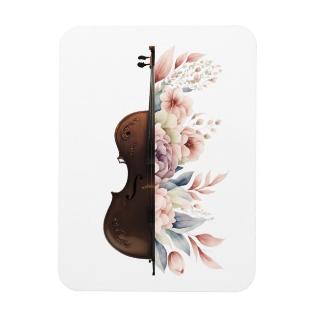 Geige mit Blume. Magnet (Vertikal)