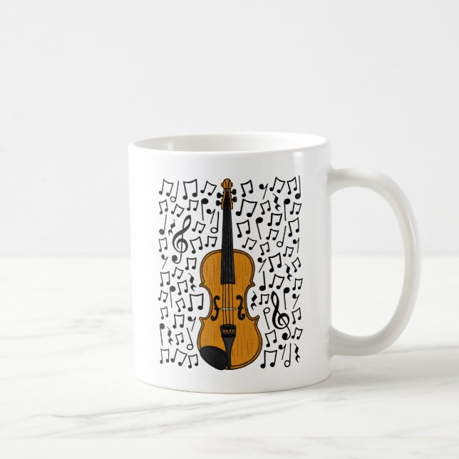Geige mit musikalischen Noten, Geigerlehrer Kaffeetasse (Rechts)