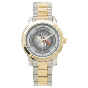 Geige ~ Musikalische Rolle ~ Silber Lautsprecher ~ Armbanduhr
