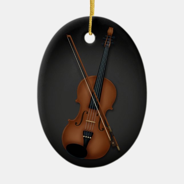 Geige oder Vila & Bow Musikinstrument Schwarz Keramik Ornament (Vorne)